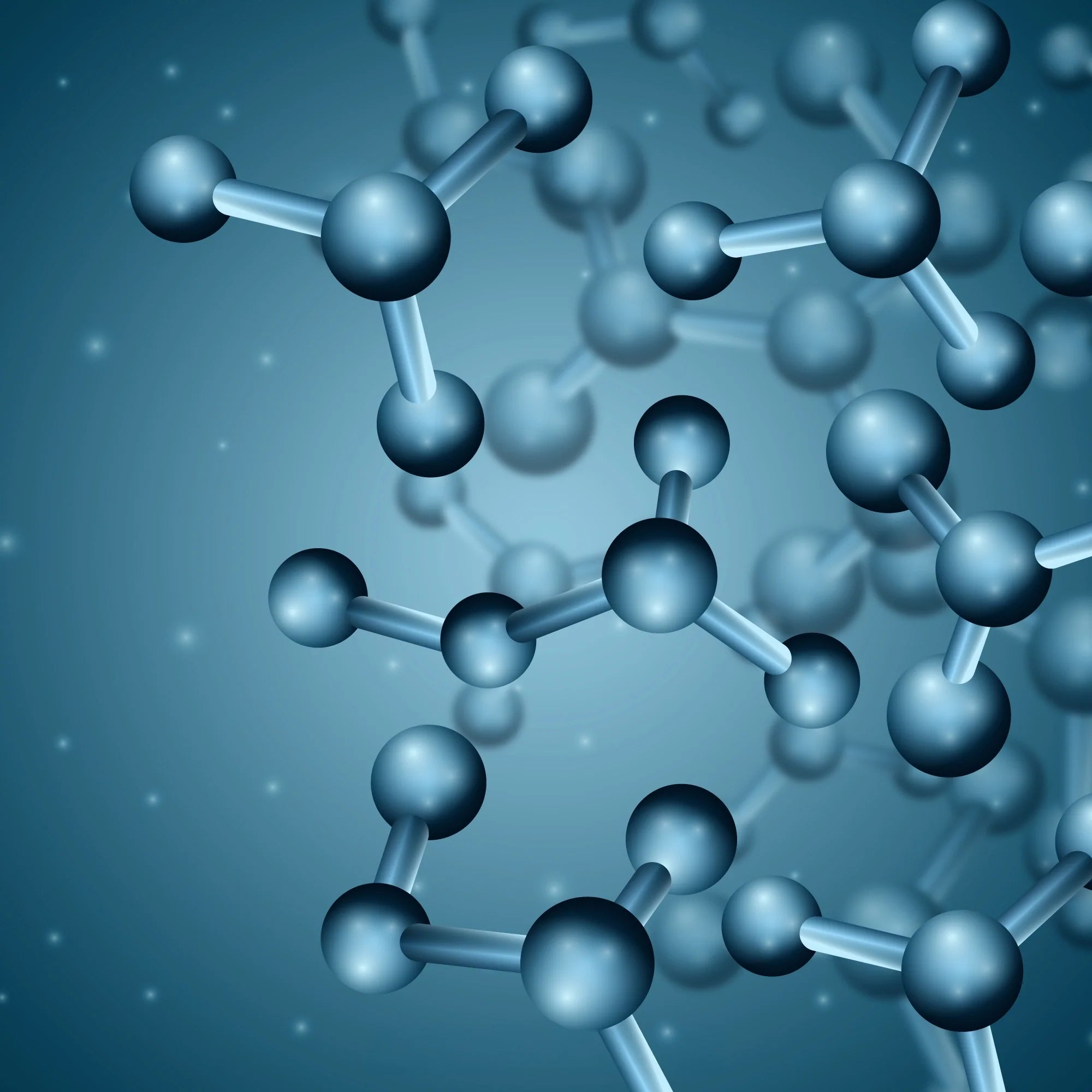 3D illustration of molecular structure representing polymer or chemical compound