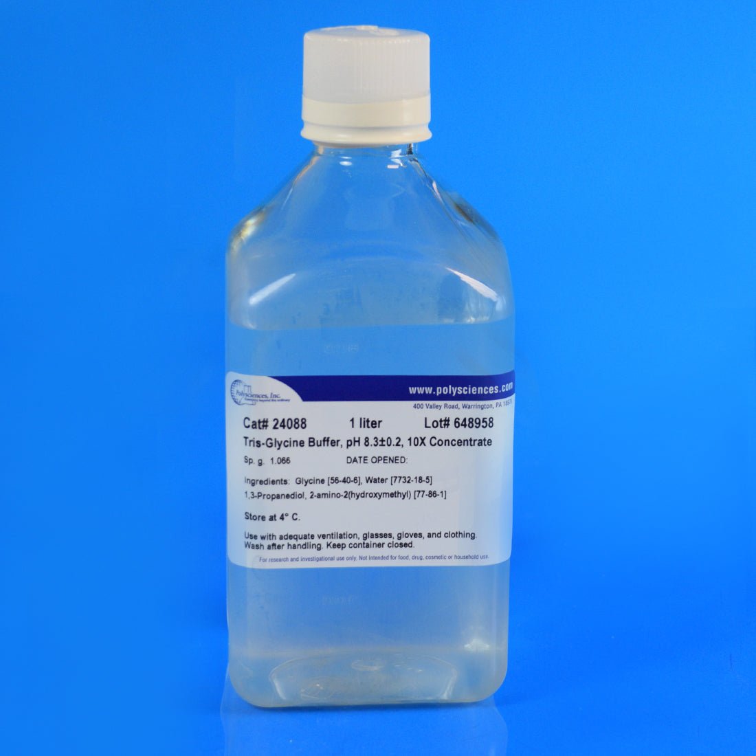 Tris - Glycine Buffer (TG Buffer), pH 8.3±0.2, 10X Concentrate - Polysciences